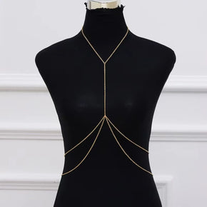 Fashion Trendy Chain Jewelry Accessories Sexy Simple Cross Body Chain Integrated Chain Body chain colar Jewelry Gifts for Women