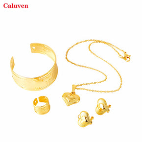 Heart Jewelry sets for baby accessories Love baby jewerly charms Kids Bangles Earring Rings Sets bridal Jewerly for Girls