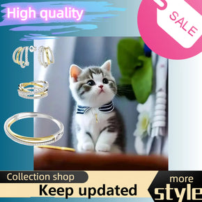 Cat Accessories Austrian Crystal Jewelry 2025 multi-ring flash diamond line necklace set light luxury luxury exquisite gift