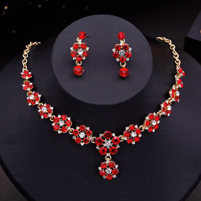 Bride Jewelry Sets for Women Luxury Flower Choker Necklace Earrings Wedding Dress Bridal Necklace Sets Fashion Accessories