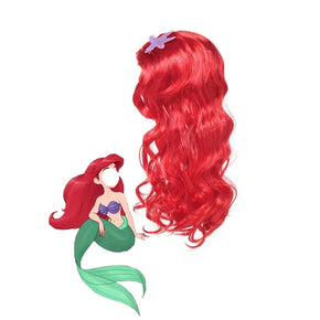 Little Mermaid Ariel Accessories for Girls Crown Necklace Hair Hoop Wig Glove Sets Halloween Birthday Party Cosplay Accessories