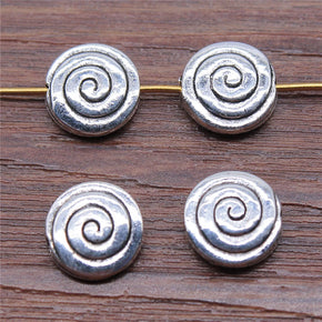 WYSIWYG 10pcs Jewelry Making Accessories Diy Craft Antique Silver Color 3x10mm Swirl Round Small Hole Beads