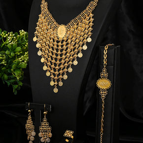 Dubai Jewelry Sets Exaggerated Big Necklace Bracelet Earrings Ring for Women Luxury Wedding Accessories